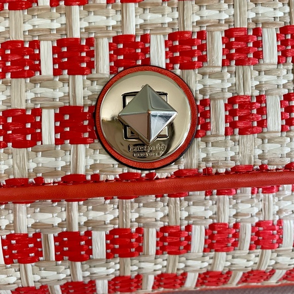 Orange and Cream Checkered Kate Spade Bag - Picture 6 of 6